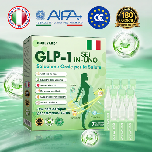 Ourlyard® 🔥 GLP-1 Sei-in-Uno Soluzione Orale per la Salute (Solo una volta al giorno, cambiamenti visibili in 7 giorni) 👩⚕️ Per obesità, salute cardiovascolare, diabete, apnea notturna, salute intestinale, problemi articolari e molto altro ancora
