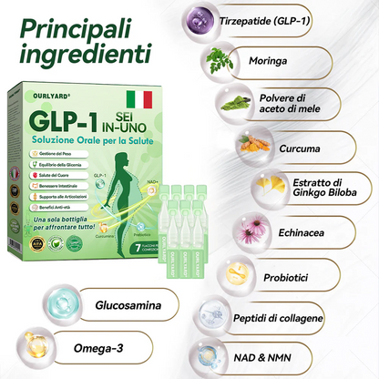 Ourlyard® 🔥 GLP-1 Sei-in-Uno Soluzione Orale per la Salute (Solo una volta al giorno, cambiamenti visibili in 7 giorni) 👩‍⚕️ Per obesità, salute cardiovascolare, diabete, apnea notturna, salute intestinale, problemi articolari e molto altro ancora